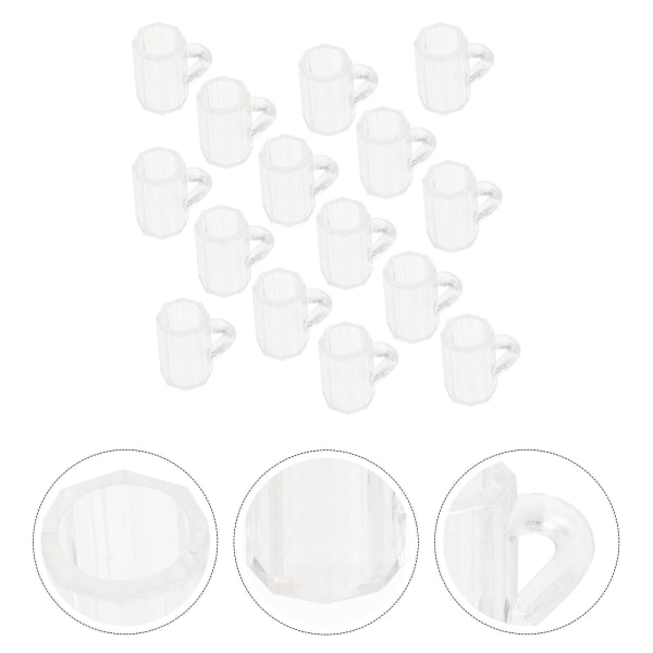 20 stk Dukkehust Mini Ølkopper Dukkehust Koppmodeller Dekorative Ølkoppmodeller Transparent 1,6X1,4CM Transparent 1.6X1.4CM