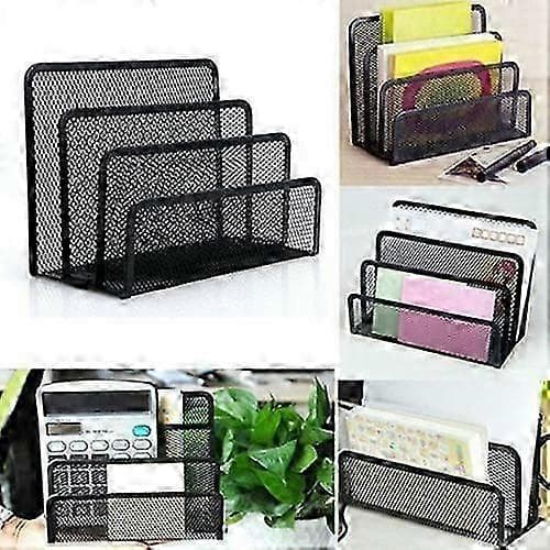 Document Holder with 3 Compartments, Metal Letter Tray, Magazine Rack, Folder