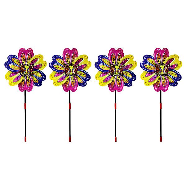 4 stk Blomsterform Vindsnurrer Pinwheels Vindmølle Plen Hage Dekor Barneleker Fargerike 53x24cm Colorful 53x24cm