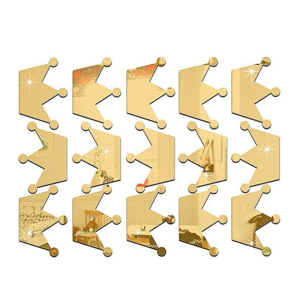 15 st Gulddekor Akrylväggklistermärke Sovrumsklistermärke Metallisk Vinyl Dekorativ klistermärke Wall Sticke Golden 5X7CM