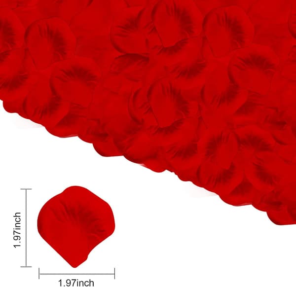 1000 Stykker Kunstige Røde Roseblader, Røde Roseblader - Kastdekorasjon for Bryllup, Valentinsdag, Midtpunkt