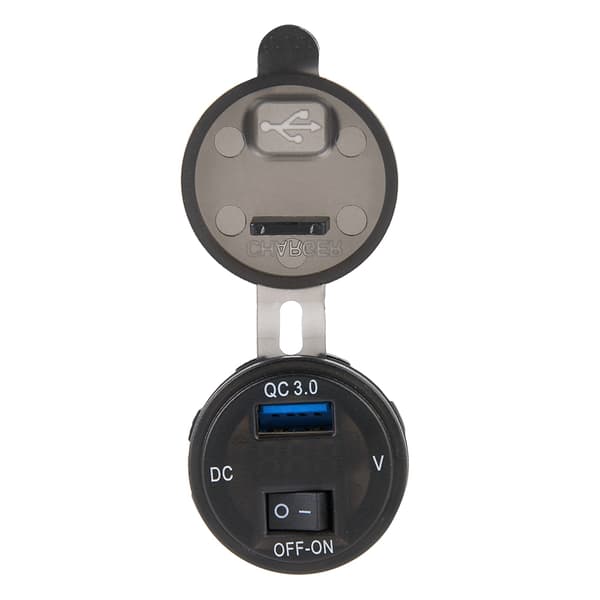 USB Quick Charger LED Digital Display with On/Off Button for Motorcycle Car