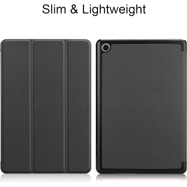Tablet PC Cover Kompatibel med M5 Lite 10.0 tommer Slim Tri-Fold Stativ Smart Cover, Multi-Visningsvinkler Stativ Hårdskal Folio Cover (Farve: Sort)