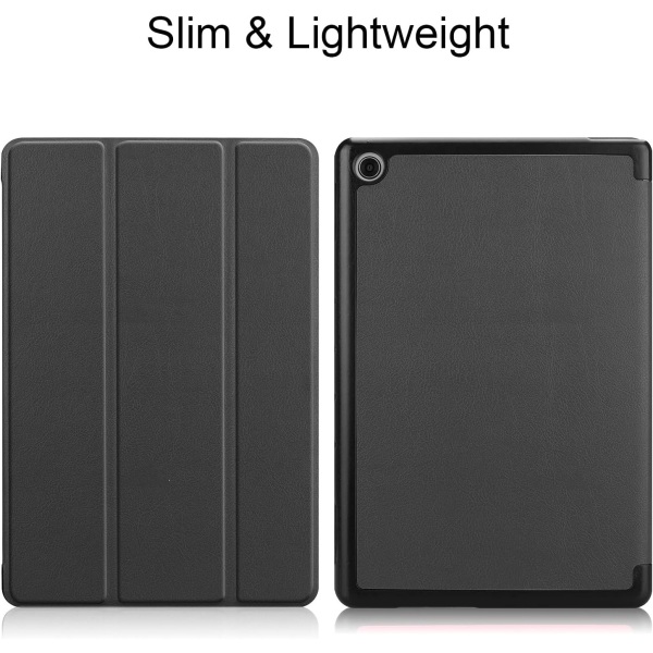 Tablettfodral Kompatibelt med M5 Lite 10.0 tum Smalt Tri-Fold Stativ Smart Fodral, Flera Visningsvinklar Stativ Hårdskal Folio Fodral (Färg: Svart)