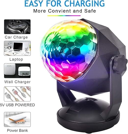 Party Lights Disco Ball Light with Remote Control, Portable Sound Activated Disco Light 7 Modes USB Powered RGB Strobe Lamp