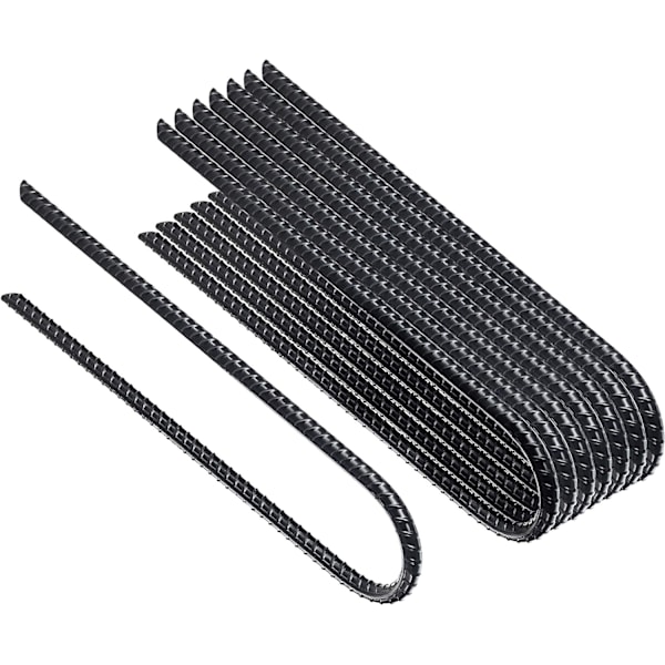 12” x 2” Trampolinvindpinnar Svart Pulverlackerad Armeringsstål - Tunga U-formade Markförankringar för Campingtält (8)