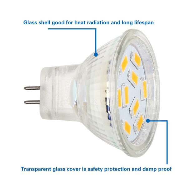 MR11 GU4 LED-lampor 3W 30W Halogen Ersättning, Varmvitt 3000K LED-lampor Spot (4-pack)