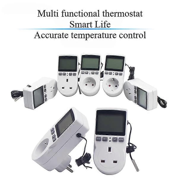 EU-kontakt digital timer med temperaturkontroller programmeringsuttak