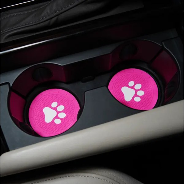 Koppholder for bil, 4 stk PVC-koppholder med føtter, universal sklisikret, bilinteriørtilbehør, dyp rosa