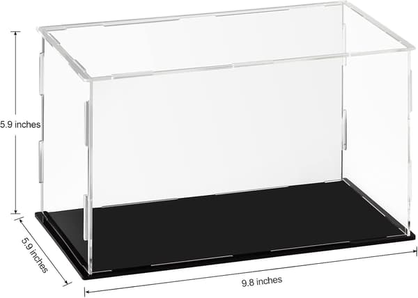Akryl displayboks gennemsigtig akryl bordplade display terning til samleobjekter - Sort, 25x15x15cm (9,8x5,9x5,9in)
