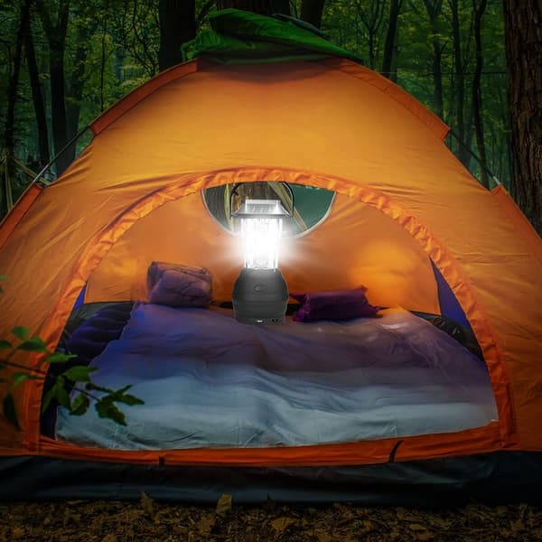 Solarlampe, 5 lademetoder, 3 justerbare lysmoduser, med håndsveivdynamo, ultralys oppladbar LED-campinglykt [Energiklasse A+++]