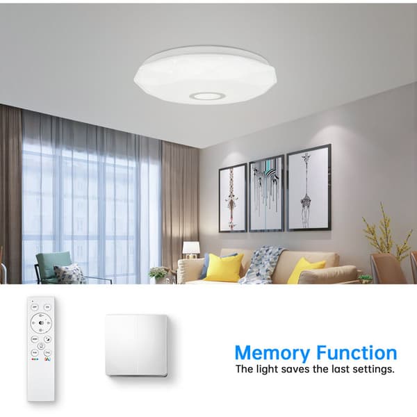LED Ceiling Panel - Color Changing with Remote Control - Dimmable RGB Ceiling Light - 3000K-6500K Neutral White - IP20 Waterproof Ceiling Light