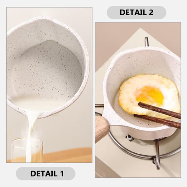 Mini Aluminum Saucepan Kitchen Pot with Double Pour Spouts Deep Design White Easy to Handle