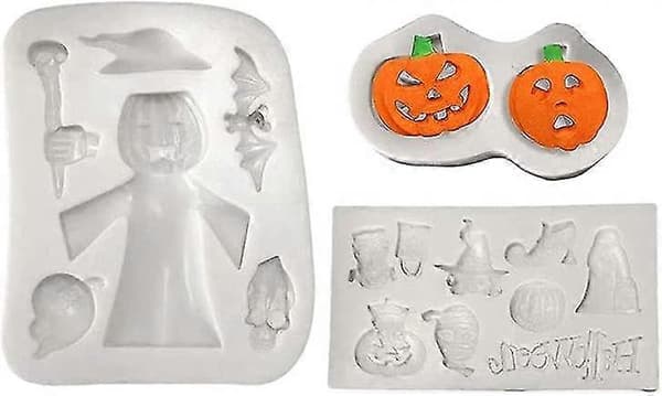 Halloween græskar slikform silikone bage chokoladeform non-stick DIY håndværk fondantforme til festdekoration 3 stk.