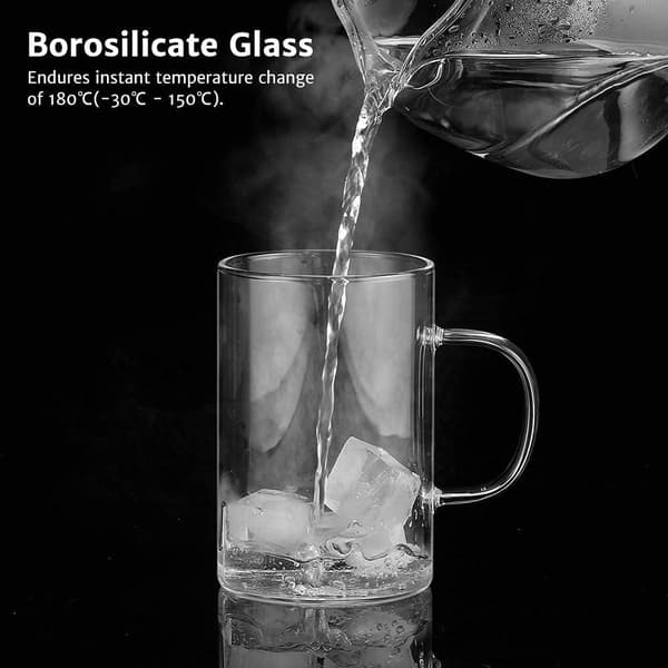 Tekopp Borosilikat Glass med Avtakbar Sil i Rustfritt Stål