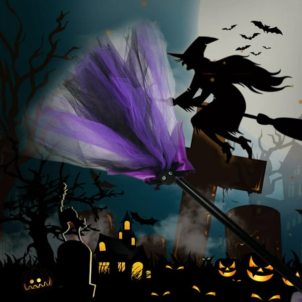 Halloween-häxkvast i plast, färgglad häxkvast för barn