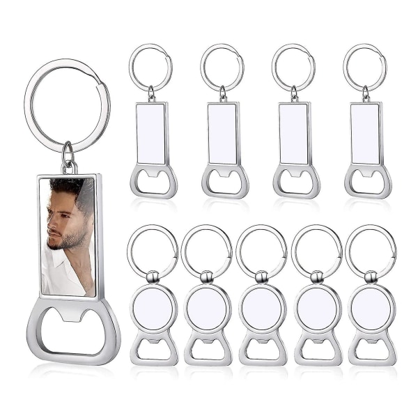 10 Pcs Sublimation Blank Keychains Sublimation Metal Bottle Opener Blank Key Ring Aluminum Heat Tra