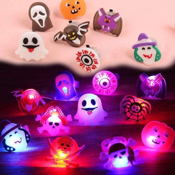 Halloween - valaisevat sormukset - luminous ring - 3 kpl - Cosplay MultiColor MultiColor 3-pack