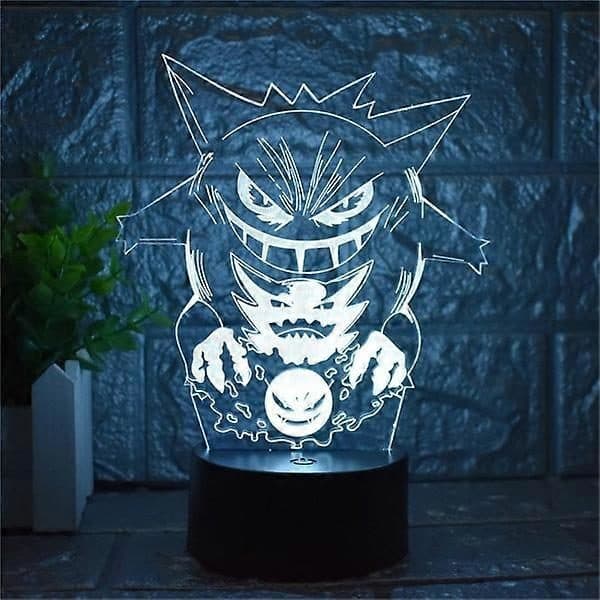 Cartoon Elf Gengar Night Light 3D Illusion LED Lamp Kids