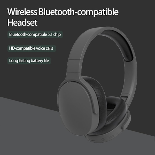 Langattomat Bluetooth-kuulokkeet, melua vaimentavat säädettävät langattomat kuulokkeet, Bluetooth-yhteensopivat 5.1 stereo-on-ear-kuulokkeet urheiluun ja matkustamiseen, musta