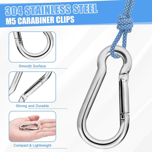 Replacement Carabiner for Flagpole Rings, 4 Pcs 304 Stainless Steel Flagpole Clips Hardware Spring Snap Hook for Flags with Grommets,