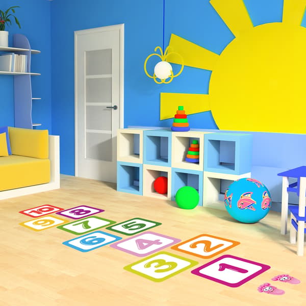 Number Footprint Floor Decal Puzzle Game Number Hopscotch Floor Decals Creative Grid Floor Decal