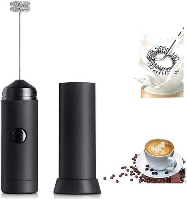 Elektrisk mælkeskummer med piskeris i rustfrit stål, perfekt til kaffe, cappuccino og æggepiskning