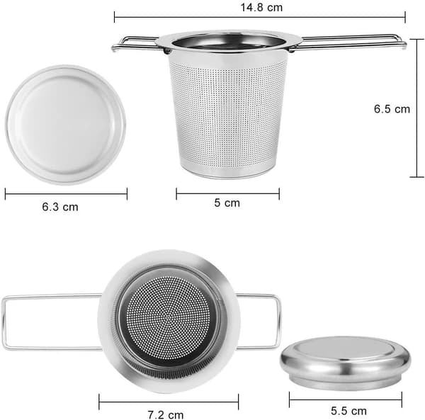 Kitchen Accessories Tea Strainer, Tea Strainer and Lid/Drip Tray, Extra Fine Tea Strainer, for All Loose Teas and All Loose Leaf Teas, Design