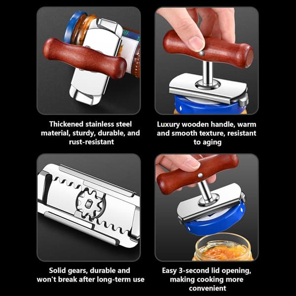 Adjustable Jar Opener, Non-Slip Tool, Stainless Steel Opening Mechanism with Torque Assist System (DB)