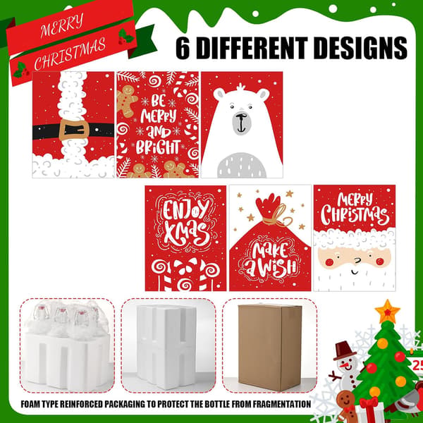 6 sæt Coquito-flasker 16 til Christmas Red