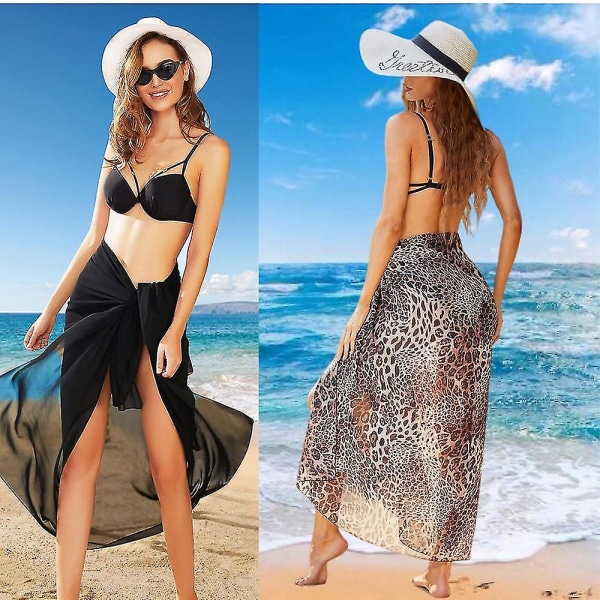Sommarbadkläder Cover-Up En-Delad Strandkjol Sarong Chiffon Kvinna Flicka Semester