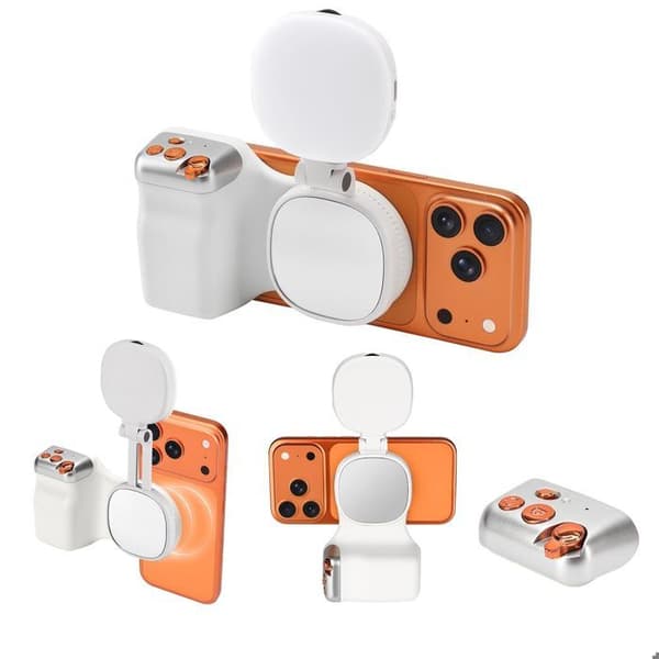 Magneettinen älypuhelimen kahva selfievalolla (iPhone & Android) ja langattomalla laukaisimella