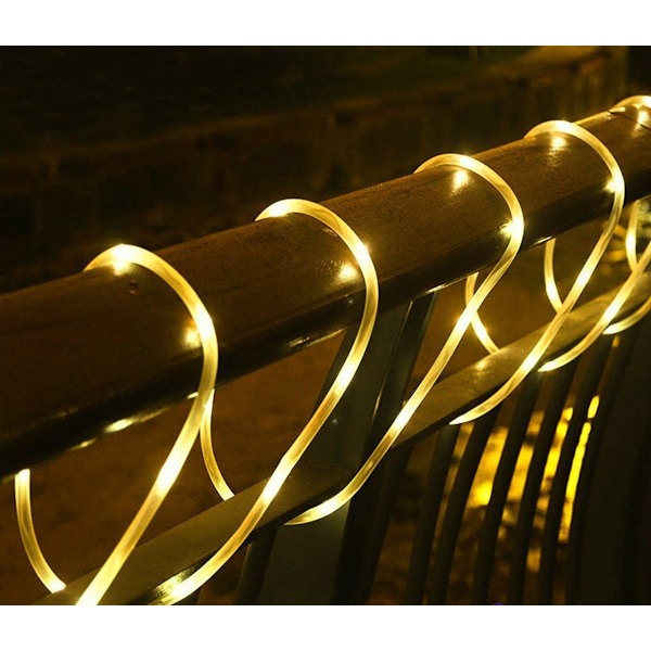 Udendørs Solcellelys Rør, 10M 100 LED Rør Solcellelysstreng, 8 Tilstande Kobbertråd PVC Reb Vandafvisende til Haver, Juletræ