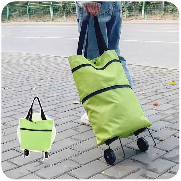 Foldable Shopping Bag with Wheels - Green Green 349