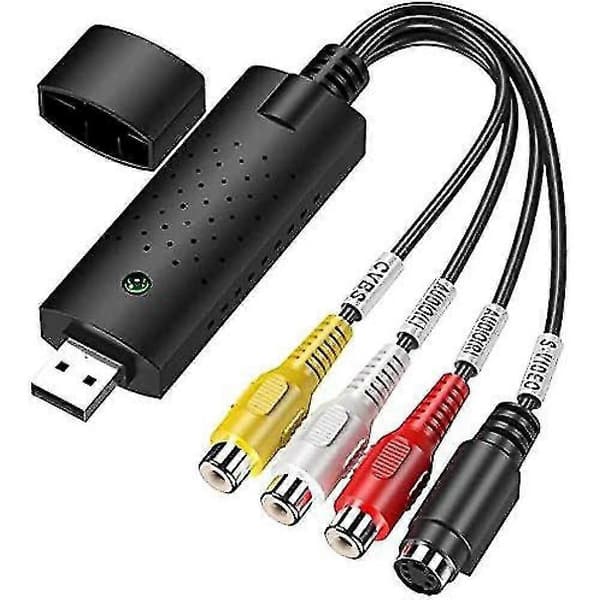 VHS til digital konverter videoopptakskort konverteringsadapter, VHS til digital USB-grabber støtte NTSC PAL SECAM USB 2.0 videoadapter YOY