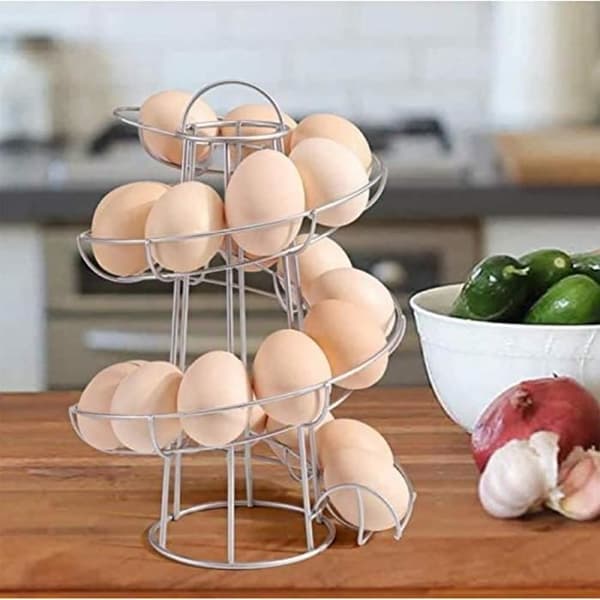 Spiralformet eggholder i jern for oppbevaring av egg i skap, plassbesparende - Rommer opptil 20 egg