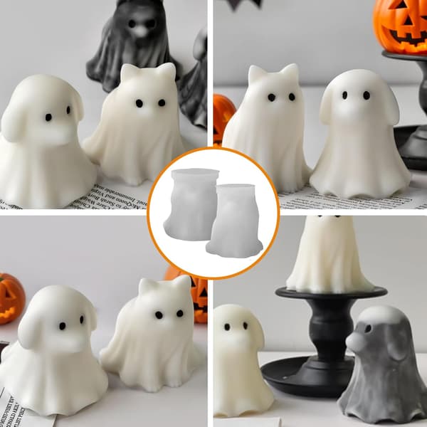 Silikonform 3D DIY Valp Kattunge Form Söt Spöke 2 st 7,6 cm Ljusformar