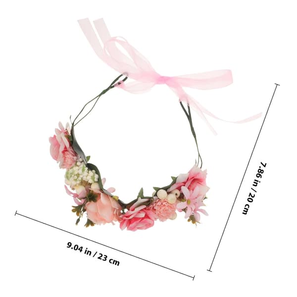 Blomsterhårbånd Kunstig Blomsterhårkrans Rosa Krone Tilbehør for Kvinner Julefest og Bryllup