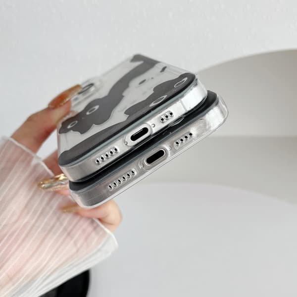 Sweet Cartoon Black White Cat Transparent Soft Phone Case Compatible with iPhone Case (Transparent, for iPhone 16 Pro Max)