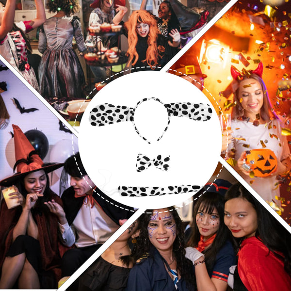3 Sæt Børnetøj Halloween Dyrekostume Halloween Hårbåndssæt Dyreører Hovedstykke Dalmatiner Kostume KidsM M