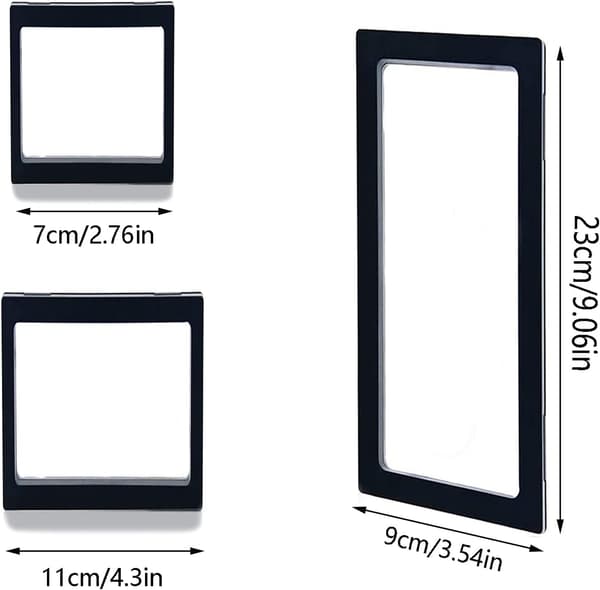 6 stk. 3D Flydende Monter, Smykkeorganisator til Displayboks, til Smykkevisning (Sort)