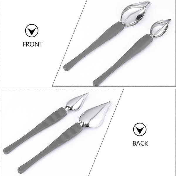 Stainless Steel Tapered Spout Decorating Spoon, Sauce Spoon, Precision Drawing Tool for Plates (2 Pcs, Grey)