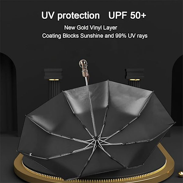 Solparaply UV-beskyttelse Solid Kompakt Bærbar Automatisk Parasol Rejse Regnparaply Til Gang Kvinder Vandafvisende Foldbar