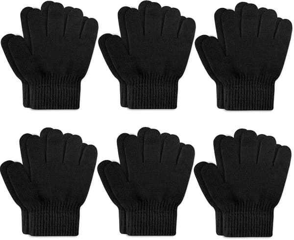 6 par babyhansker Småbarn Vinter Barn Elastisk Strikk for Gutter Jenter Svart - Balck