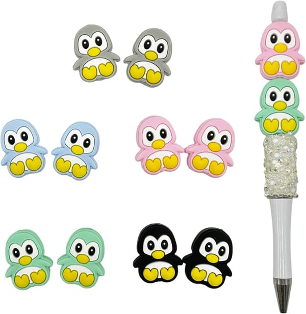 10 STK Pingvin Silikoneperler 10 STK Penguin