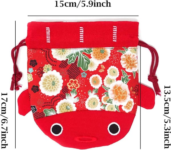 6.7x5.9inch Söt japansk stil guldfisk dragskoväska present kosmetisk smyckespåse myntväska - 5.9inch