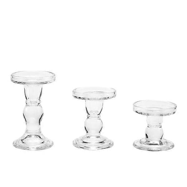 Glasljusstake [3-pack], transparent ljusstake, kristallljusstake inkl.