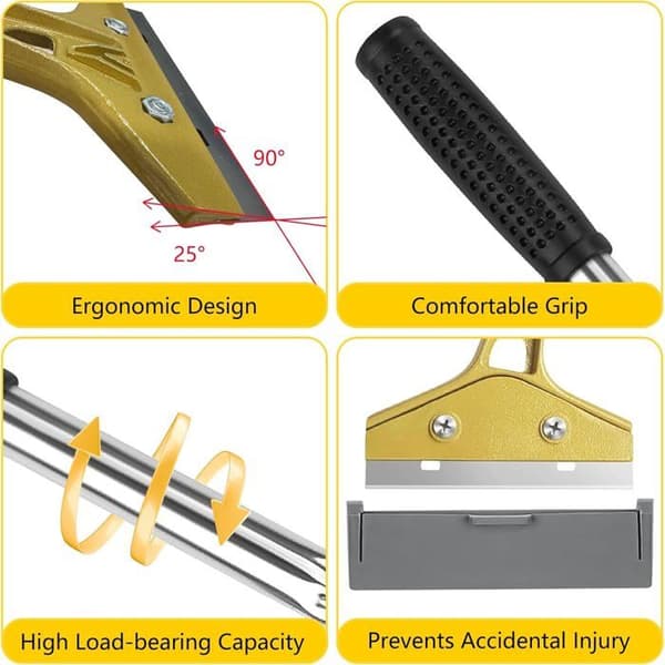 Window Scraper - Set of 2 - Carbon Steel - 30 cm Long Handle - For Cleaning Windows and Paint - With Replacement Blades