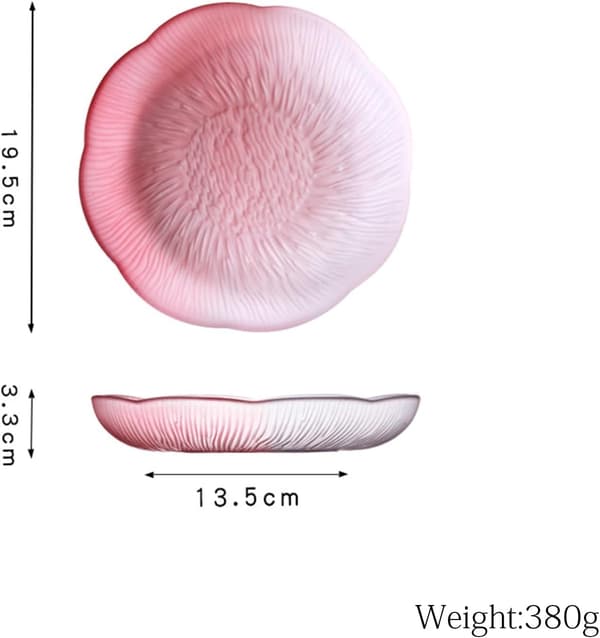 Fruit Plate Glass Crystal Dessert Plate Serving Plate Multifunctional Tray Snacks Candy Decorative - 19.5cm - Pink
