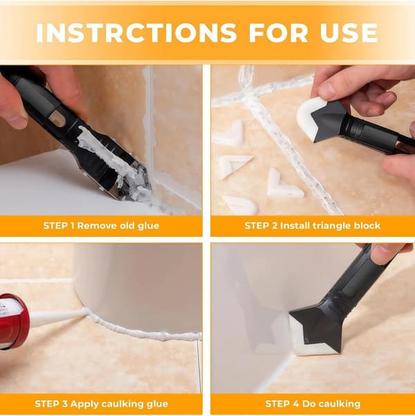 9-piece Silicone Caulking Tool - 3-in-1 Caulk Remover, Finisher, and Scraper